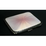 GEORGE VI LADIES SILVER & GUILLOCHE ENAMEL CIGARETTE CASE, Adie Bros., Birmingham 1936, pale pink