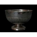 EDWARD VII SILVER PEDESTAL PRESENTATION BOWL, half fluted, engraved 'Gibraltar Garrison Rifle