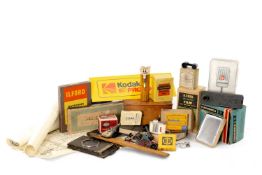 ASSORTED DARK ROOM ACCESSORIES, including Windsor and Newton photo tinting outfit, Kodak film