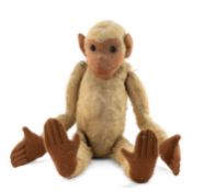 LARGE STEIFF MONKEY, original felt face, plush body and limbs, chest with growler, 60cms h Comments: