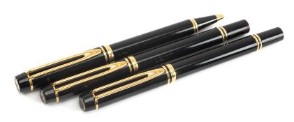 WATERMAN 'LE MAN' PEN SET, comprising fountain pen with 18K nib and matching rollerball, and a