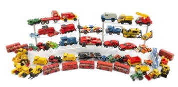 COLLECTION OF PLAY WORN TOY CARS, including 10 x Tonka cars, 8 x Matchbox Red London buses,