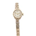 9CT GOLD ROTARY LADY'S WRISTWATCH, circular dial, alternate Arabic and baton hour markers,