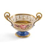 CHAMBERLAIN WORCESTER CABINET CUP, dated 1824, of campana vase shape, outside decorated by Hayton,