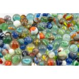 ASSORTED VINTAGE GLASS MARBLES, including at least 50x 1inch diam. marbles (appr 100+)