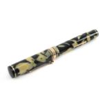 WAHL-EVERSHARP FOUNTAIN PEN, pearl and black, with 'deco' band, leverfill, with 'flexible' nib, 13.