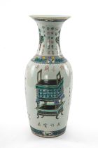 LARGE CHINESE FAMILLE ROSE 'ANTIQUES' VASE, Republic, of baluster form, enamelled with four