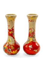 PAIR JAPANESE SATSUMA VASES, Meiji Period, painted in the style of Taizan Yohei IX with sprays of