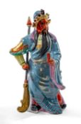 CHINESE PORCELAIN FIGURE OF GUAN YU, late 20th Century, the late Han Dynasty general dressed in