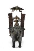 DHOKRA METAL ALLOY PROCESSIONAL ELEPHANT, India, carrying a statue of the Hindu deity Ganesha