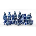 ASSORTED CHINESE BLUE & WHITE 'PRUNUS' VASES, 19th/20th Century, including baluster vases, vases and