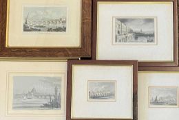 BRITISH MARITIME SCHOOL five engravings - Thames and other maritime scenes, 27 x 33cms (incl. frame)