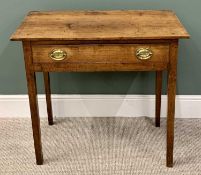 ANTIQUE OAK SINGLE DRAWER HALL TABLE, 79cms H, 86cms W, 48cms D