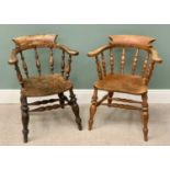 TWO SIMILAR SMOKER'S BOW ARMCHAIRS 82cms H, 62cms W, 42cms D