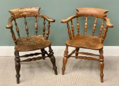 TWO SIMILAR SMOKER'S BOW ARMCHAIRS 82cms H, 62cms W, 42cms D