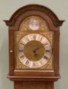 TEMPUS FUGIT REPRODUCTION GRANDMOTHER CLOCK having a brass dial set with Roman numerals, triple