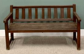 WOODEN SLATTED GARDEN BENCH 84cms H, 152cms W, 61cms D