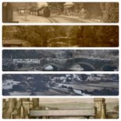 VARIOUS / UNKNOWN prints/photos - steam locomotives in North Wales, (5) 62.5 x 24.5cms