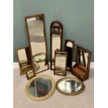 VINTAGE & LATER MIRRORS to include circular, gilt framed, wall/hall mirrors etc, 135cms H, 41cms W