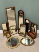 VINTAGE & LATER MIRRORS to include circular, gilt framed, wall/hall mirrors etc, 135cms H, 41cms W