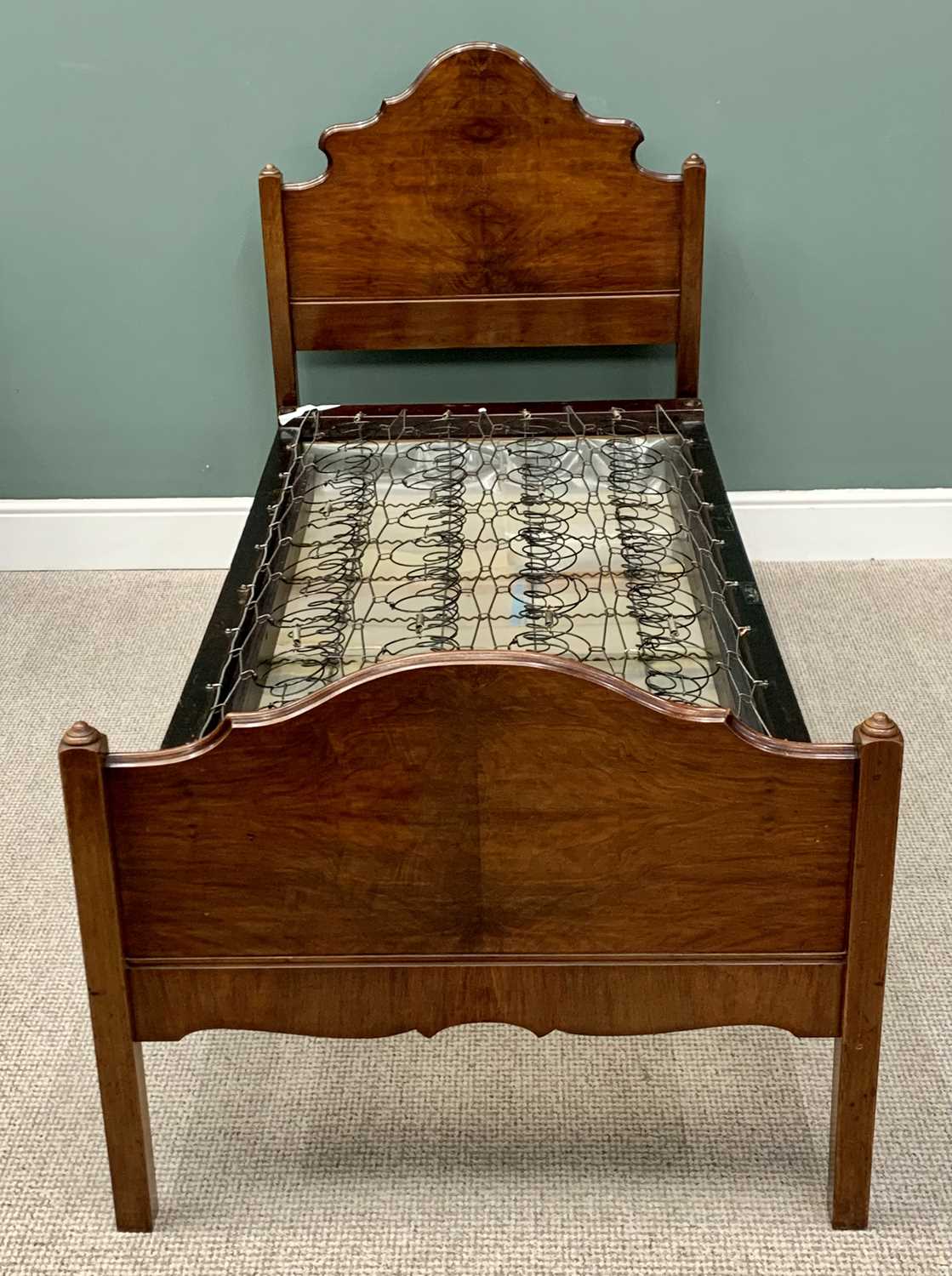 EDWARDIAN MAHOGANY WARDROBE & WALNUT SINGLE BED comprising combination full-mirror wardrobe, 22cms - Image 7 of 7