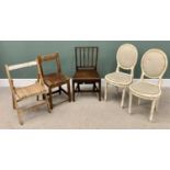 VARIOUS CHAIRS including oak & other farmhouse chairs, vintage folding chair, various measurments,