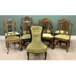 GEORGIAN MAHOGANY & LATER HARLEQUIN GROUP OF DINING CHAIRS (4,2,1,1) and an Edwardian ebonised