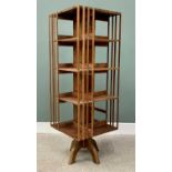 REVOLVING VINTAGE BOOKCASE being a less common taller example with four shelves, 160cms H , 55cms W,