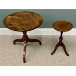 TWO TRIPOD MAHOGANY OCCASIONAL/WINE TABLES 55cms H, 29cms Diameter and 63cms H, 58cms Diameter