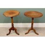 TWO VINTAGE MAHOGANY TRIPOD OCCASIONAL TABLES one hexagonal, 73cms H, 47cms x 47cms top, one oval,