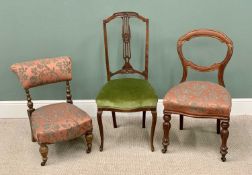 THREE VARIOUS ANTIQUE CHAIRS to include nursing chair etc, upholstered seats, various measurements