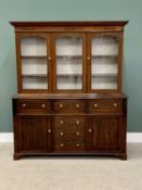 NORTH WALES OAK & GLASS WELSH DRESSER circa 1860, the upper section with glazed arched top doors