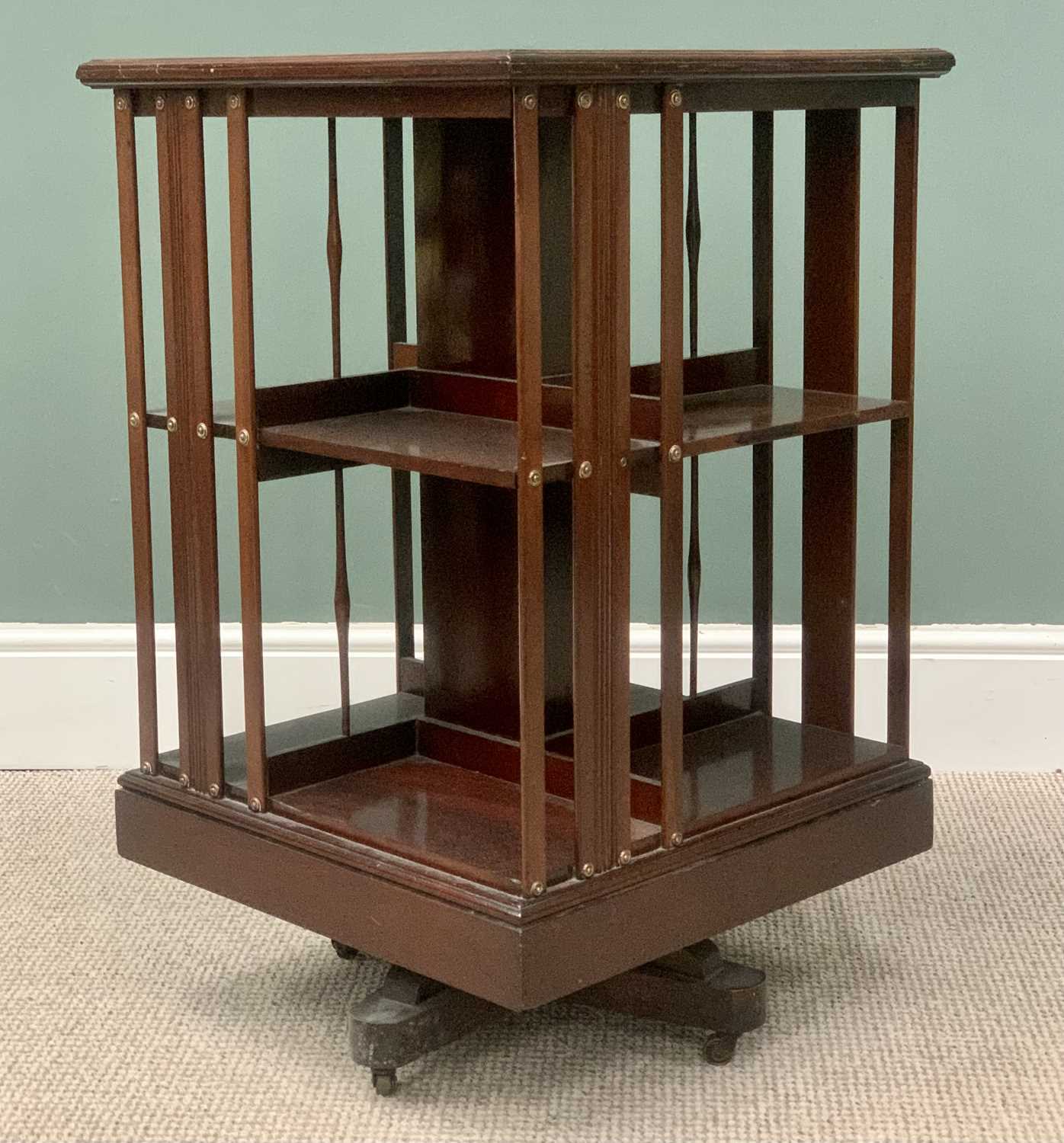 EDWARDIAN MAHOGANY REVOLVING BOOKCASE 83cms H, 51cms x 51cms square - Image 3 of 3