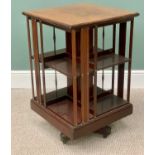 EDWARDIAN MAHOGANY REVOLVING BOOKCASE 83cms H, 51cms x 51cms square