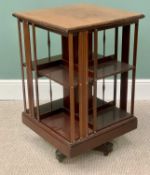 EDWARDIAN MAHOGANY REVOLVING BOOKCASE 83cms H, 51cms x 51cms square