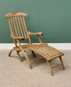 VINTAGE HARDWOOD STEAMER DECK RECLINING CHAIR 100cms H, 56cms W, 137cms L, open