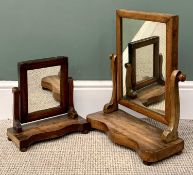 TWO VINTAGE MAHOGANY TOILET MIRRORS 47cms H, 37cms W, 16cms D and 29cms H, 28cms W, 13cms D
