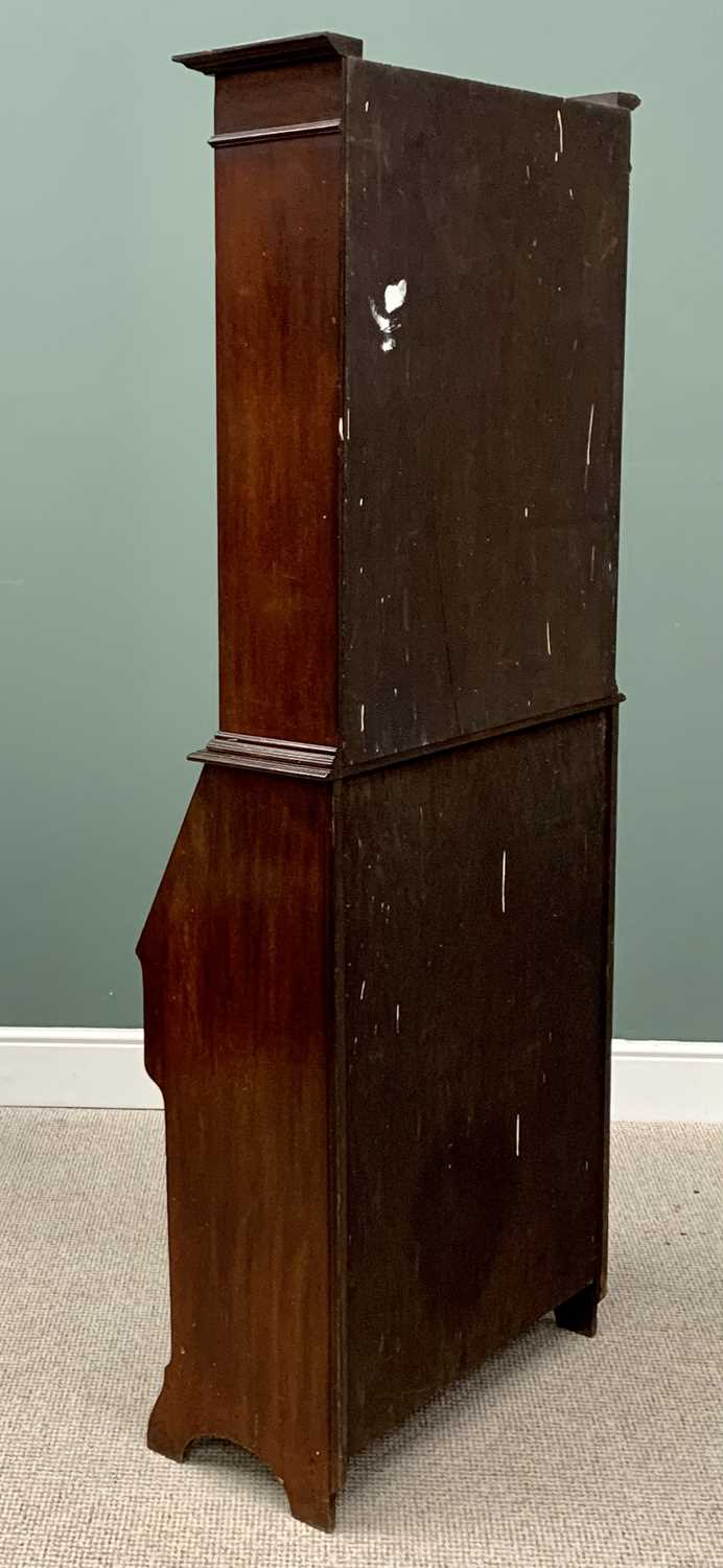 AN EDWARDIAN MAHOGANY BUREAU BOOKCASE having a twin door leaded-glass upper section over a fall - Image 12 of 12