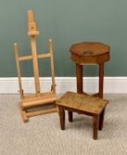 THREE ITEMS FOR THE INTERIOR comprising vintage oak footstool, 26cms H, 36cms W, 22cms D, an