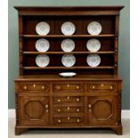 OAK NORTH WALES DRESSER - CIRCA 1860, well presented patina with blue and white dresser plates to