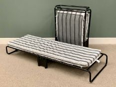 FOLDING GUEST BEDS appear to be unused, 30cms H, 200cms L, 77cms W