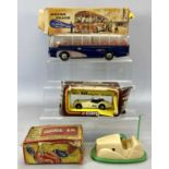 METTOY BOXED TINPLATE & PLASTIC LUXURY MOTORCOACH with electric lights, Corgi cars of the 50s