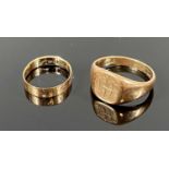 LADY'S & GENTS 9CT ROSE GOLD RINGS Victorian and later x 2, the lady's date stamped Chester 1882,