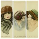 A FAREL colour engravings, three - portraits of ladies, titled 'American Showboat 1925', signed