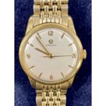 GENTLEMAN'S OMEGA GOLD PLATED WRISTWATCH WITH OMEGA 14CT GOLD FILLED BRACELET, white dial set with