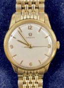 GENTLEMAN'S OMEGA GOLD PLATED WRISTWATCH WITH OMEGA 14CT GOLD FILLED BRACELET, white dial set with