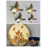 BESWICK FLYING DUCK WALL ORNAMENTS - a graduated set of three, Nos 596/2, 596/3, 596/4, 21cms the