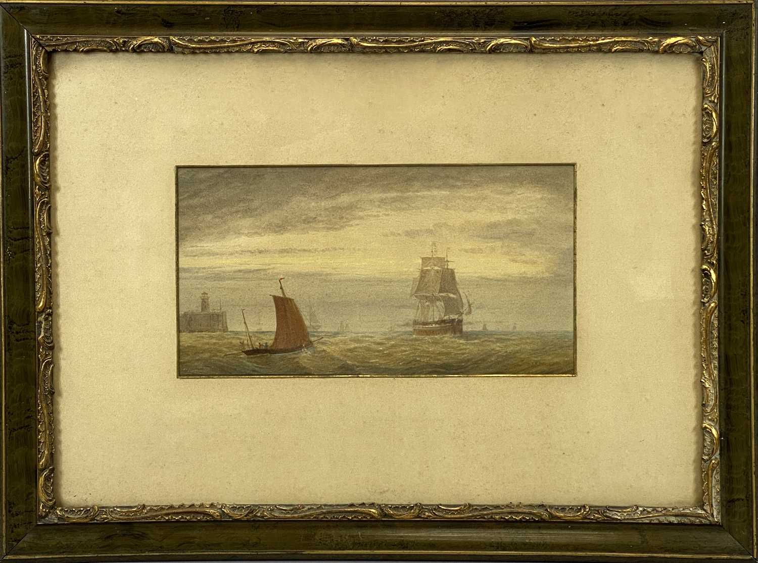 JOHN ROBERT MATHER mid 19th Century watercolour - ships, 19x 36cms, together with an Italian - Image 3 of 4