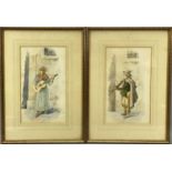 ITALIAN SCHOOL watercolours, a pair - children with musical instruments, titled 'The Young