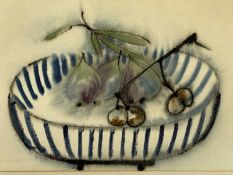 LUCIENNE AGNES HA VAN VUONG (Vietnamese, 1914-1990) watercolour - still life bowl of fruit, signed